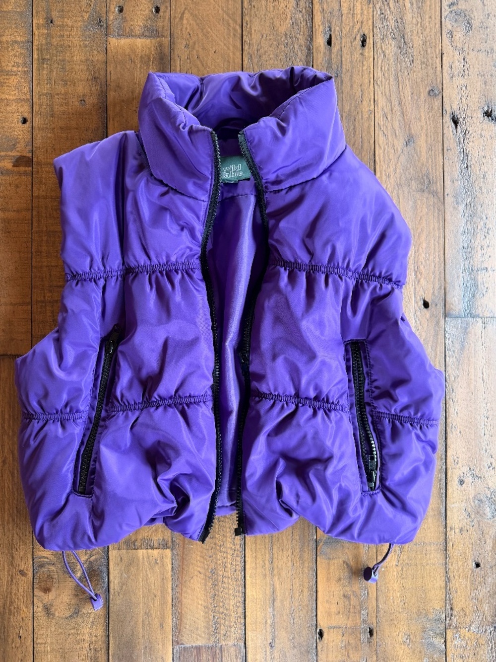 Wild Fable Purple Cropped Puffer Vest XS Bold Statement Cozy